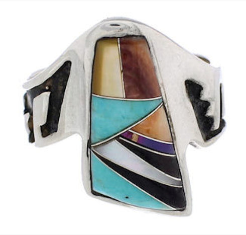 Turquoise Oyster Shell Multicolor Silver Ring Size 6-1/4 AS37222