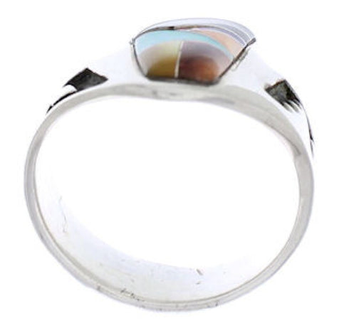 Turquoise Oyster Shell Multicolor Silver Ring Size 6-1/4 AS37222