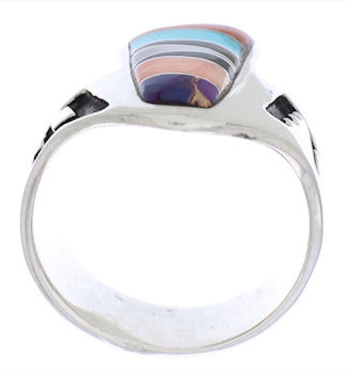 Genuine Sterling Silver Multicolor Ring Size 9-1/4 EX61086