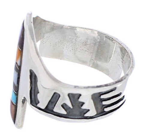 Southwest Sterling Silver Multicolor Ring Size 7 EX61091