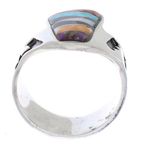 Southwest Sterling Silver Multicolor Ring Size 7 EX61091