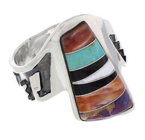 Sterling Silver Southwestern Multicolor Ring Size 6-1/4 EX61096