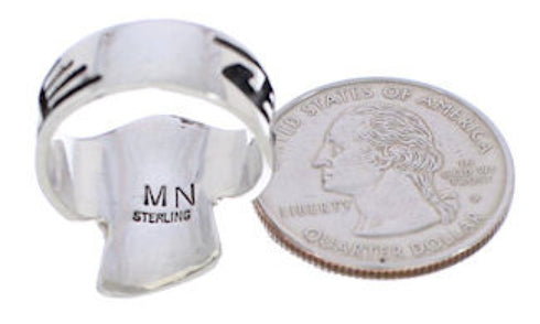 Genuine Sterling Silver Multicolor Inlay Ring Size 7-1/2 EX61124