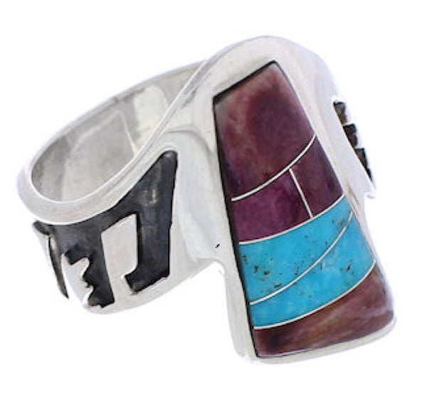 Turquoise Purple Oyster Shell Sterling Silver Ring Size 6-1/4 EX61193