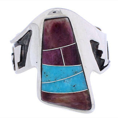 Turquoise Purple Oyster Shell Sterling Silver Ring Size 6-1/4 EX61193