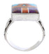 Southwestern Sterling Silver Multicolor Ring Size 8-1/4 EX61207