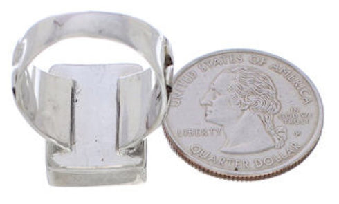 Turquoise Multicolor Inlay Sterling Silver Ring Size 8-1/4 EX61211