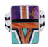 Multicolor Inlay Southwest Silver Ring Size 7-1/2 EX61215