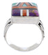 Multicolor Inlay Southwest Silver Ring Size 7-1/2 EX61215