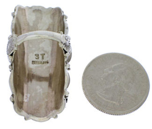 Jet Mother Of Pearl Inlay Sterling Silver Ring Size 5-3/4 EX30246