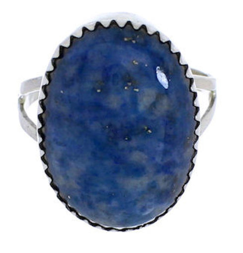Denim Lapis Authentic Sterling Silver Navajo Ring Size 5-3/4 AX58120
