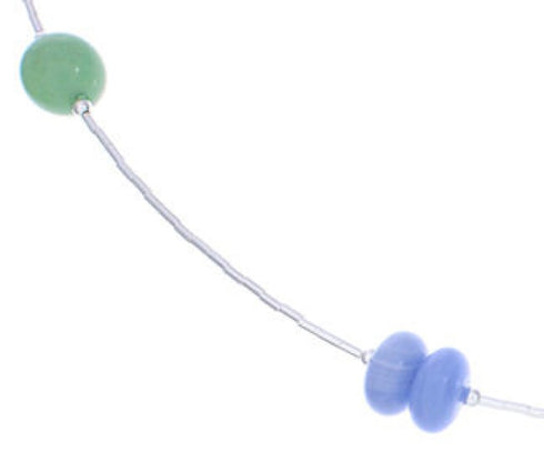 Liquid Sterling Silver And Multicolor Bead Necklace Jewelry EX24855