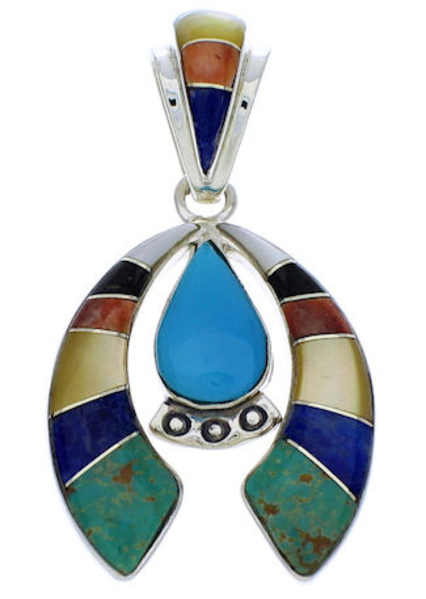 Sterling Silver Turquoise Multicolor Naja Pendant PX23878