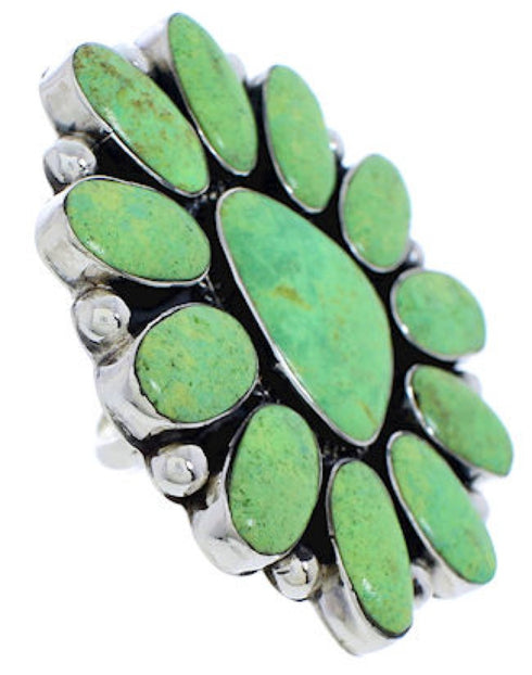 Genuine Silver Turquoise Large Statement Ring Size 6-3/4 YX35479