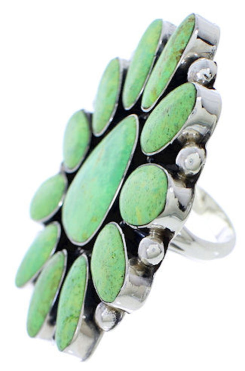 Genuine Silver Turquoise Large Statement Ring Size 6-3/4 YX35479