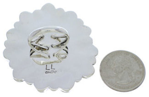 Large Statement Sterling Silver Turquoise Ring Size 6-1/2 YX35507