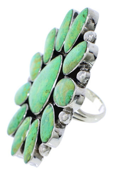 Silver Turquoise Large Statement Ring Size 6-1/2 YX35511