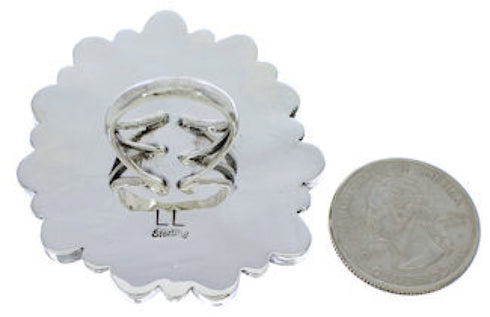 Silver Turquoise Large Statement Ring Size 6-1/2 YX35511