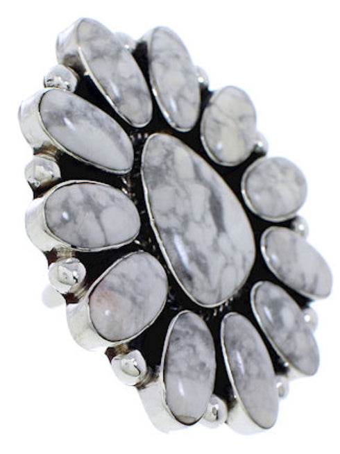 Howlite Large Statement Southwest Silver Ring Size 8-1/2 YX35980