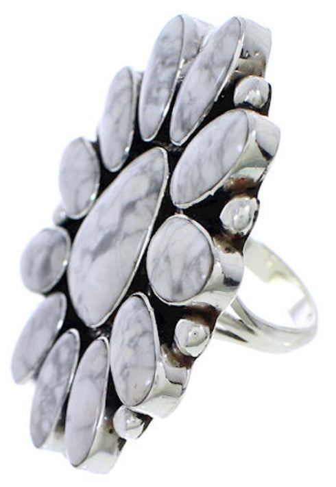 Howlite Large Statement Southwest Silver Ring Size 8-1/2 YX35980