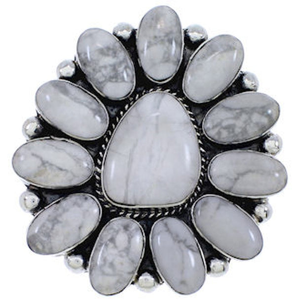 Howlite Large Statement Silver Southwest Ring Size 7-3/4 YX35988