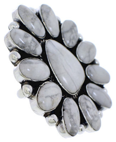 Howlite Large Statement Silver Southwest Ring Size 7-3/4 YX35988