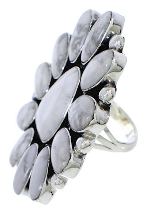 Howlite Large Statement Silver Southwest Ring Size 7-3/4 YX35988