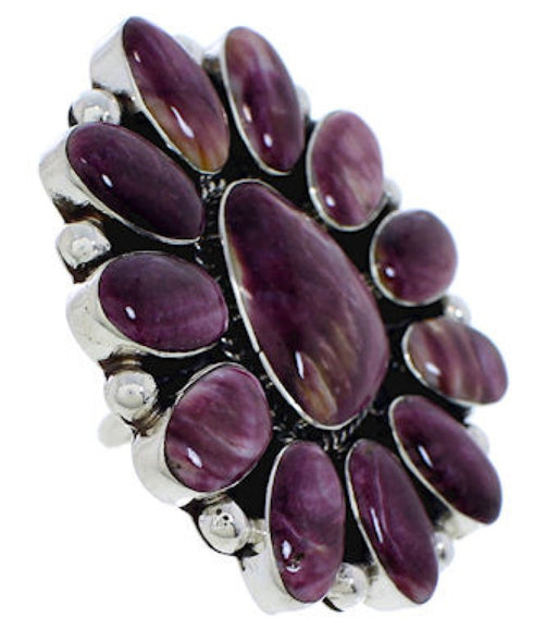 Large Statement Purple Oyster Shell Silver Ring Size 8-1/2 YX36012