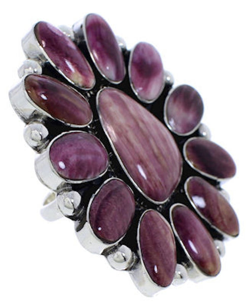 Silver Large Statement Purple Oyster Jewelry Ring Size 8-3/4 YX36018