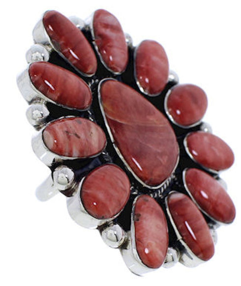 Red Oyster Large Statement Silver Southwest Ring Size 9-3/4 YX36028