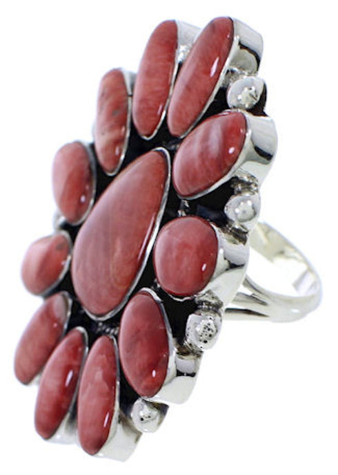 Red Oyster Large Statement Silver Southwest Ring Size 9-3/4 YX36028