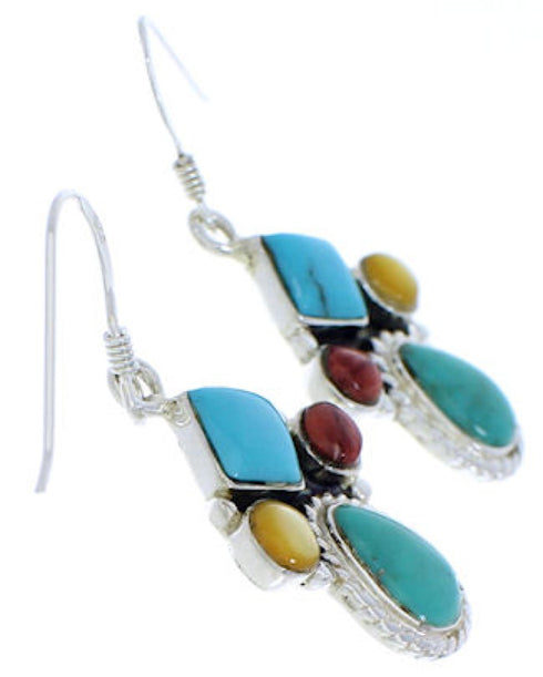 Southwest Hook Multicolor Genuine Sterling Silver Earrings JX22743