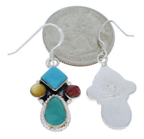 Southwest Hook Multicolor Genuine Sterling Silver Earrings JX22743