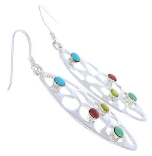 Southwest Multicolor Sterling Silver Hook Earrings Jewelry JX22915