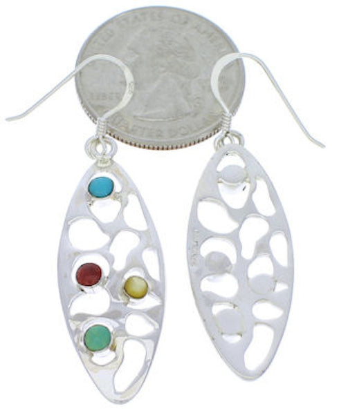 Southwest Multicolor Sterling Silver Hook Earrings Jewelry JX22915