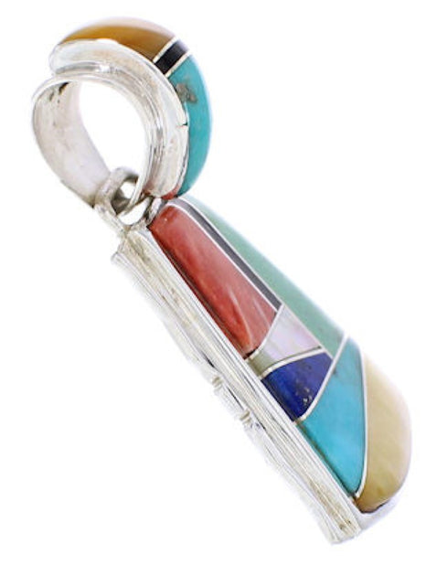 Turquoise And Multicolor Southwest Sterling Silver Pendant EX29728