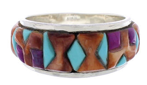 Authentic Sterling Silver Multicolor Southwest Ring Size 6-1/2 CX50090
