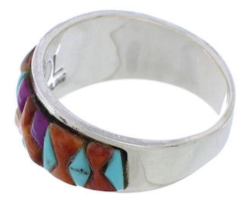 Authentic Sterling Silver Multicolor Southwest Ring Size 6-1/2 CX50090