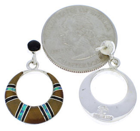 Sterling Silver Post Dangle Earrings Multicolor PX24156