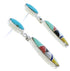 Multicolor Post Dangle Silver and Turquoise Inlay Earrings PX24216