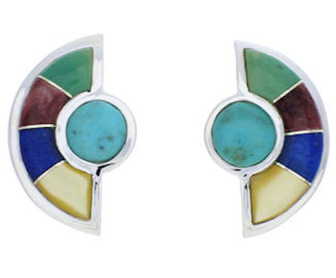 Southwestern Silver and Turquoise Multicolor Post Earrings PX24222
