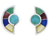 Southwestern Silver and Turquoise Multicolor Post Earrings PX24222