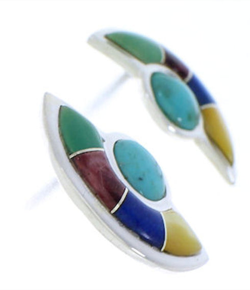 Southwestern Silver and Turquoise Multicolor Post Earrings PX24222