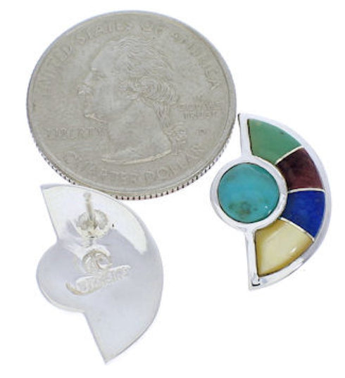 Southwestern Silver and Turquoise Multicolor Post Earrings PX24222