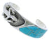 Southwest Lizard Sterling Silver Turquoise Inlay Cuff Bracelet FX27535