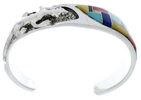 Southwest Lizard Sterling Silver Multicolor Cuff Bracelet FX27542