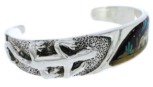 Lizard Silver Native American Design Multicolor Cuff Bracelet FX27527