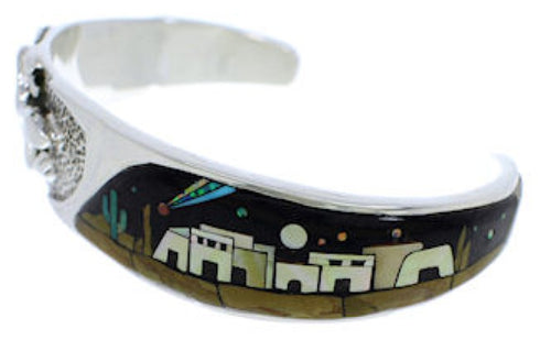 Lizard Silver Native American Design Multicolor Cuff Bracelet FX27527