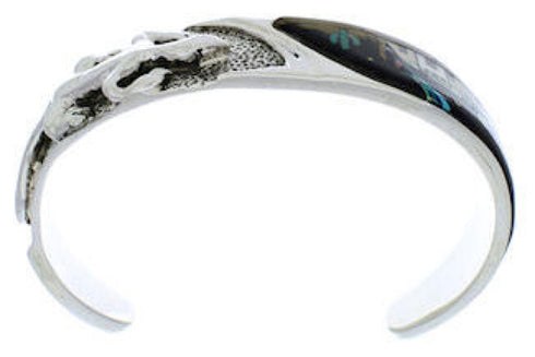 Lizard Silver Native American Design Multicolor Cuff Bracelet FX27527