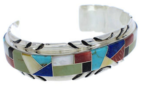 Genuine Sterling Silver Multicolor Southwest Cuff Bracelet FX27553